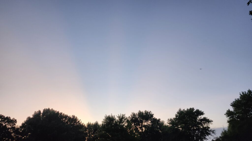 Crepuscular rays at sunset